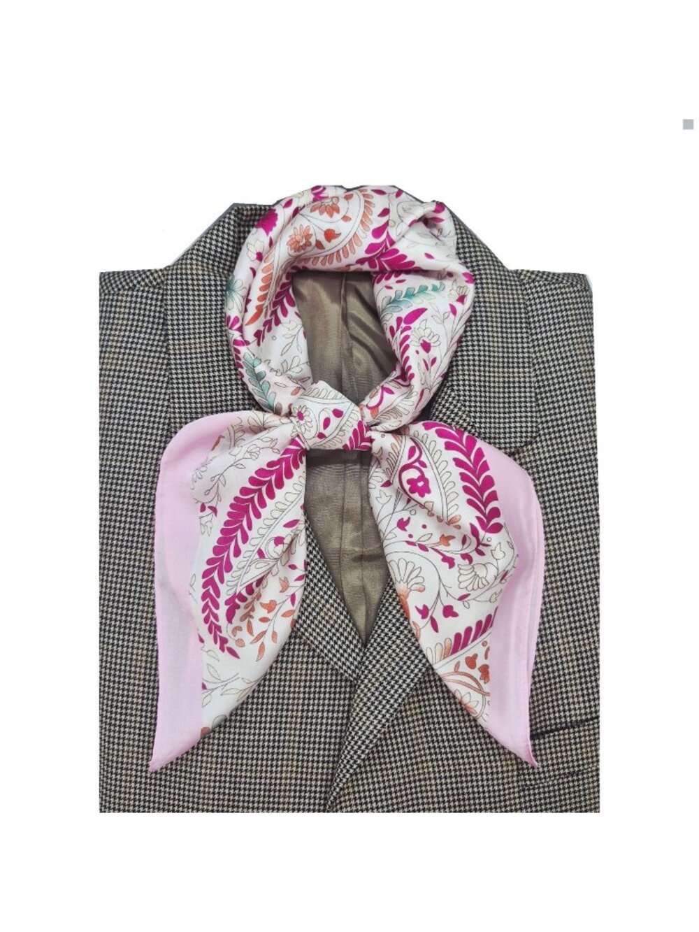 ✨Luxury Silky Square Scarf Pink Magenta Beige Paisley Vintage Print Wrap Stylish